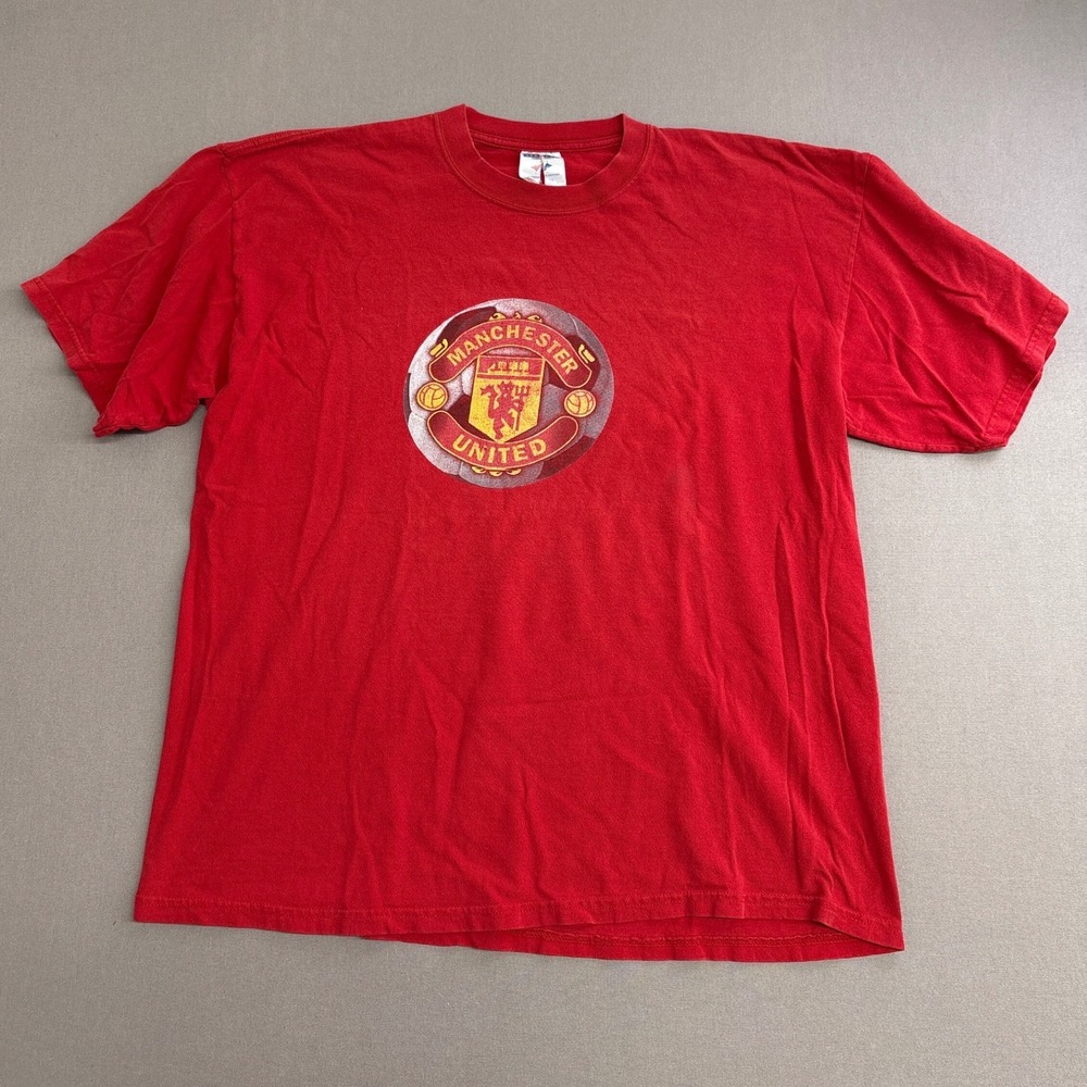 Vintage Manchester United USA Tour 2004 T-Shirt Jerzees Red XL Soccer Football